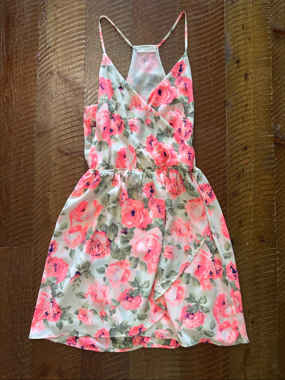 Lush Pink Floral Wrap Mini Dress
